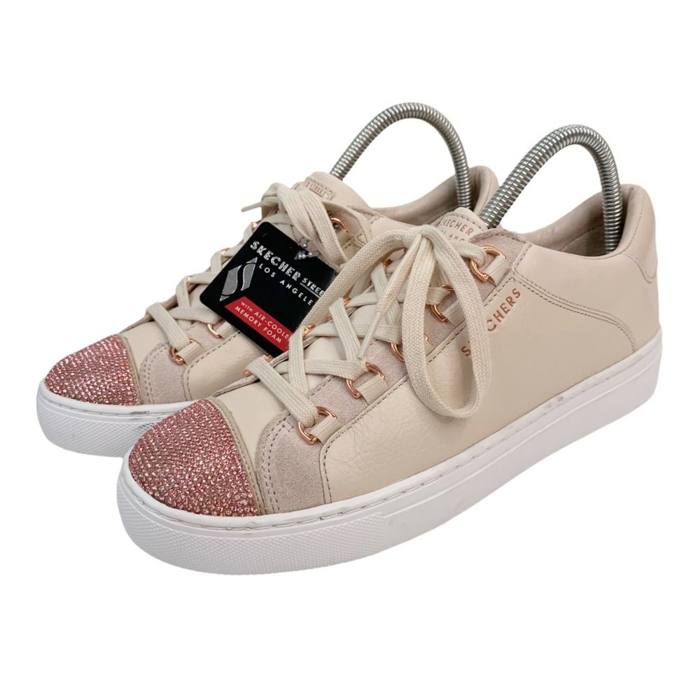 *SOLD* Skechers Street Womens Size 8.5 Los Angeles Pink Sneakers Sparkly Leather - Picture 4 of 15
